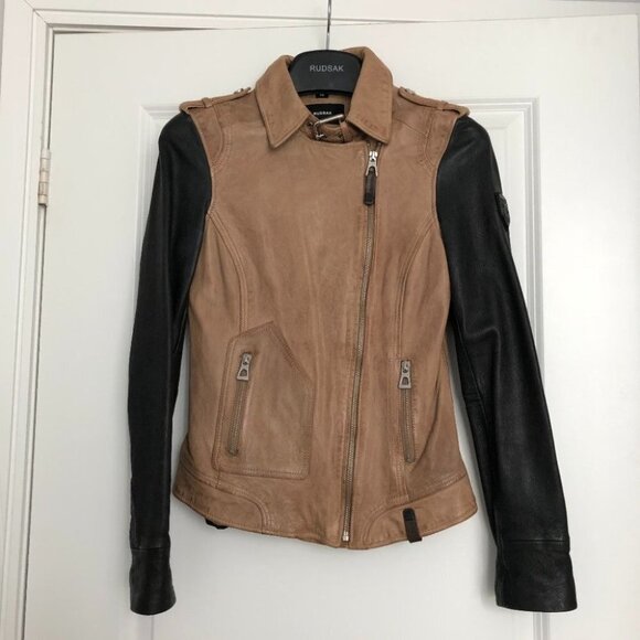 Rudsak  Two-Tone Leather Biker Jacket - Picture 2 of 9